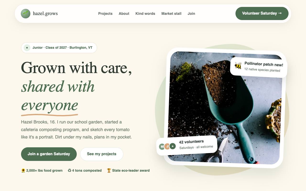 Hazel Brooks portfolio screenshot