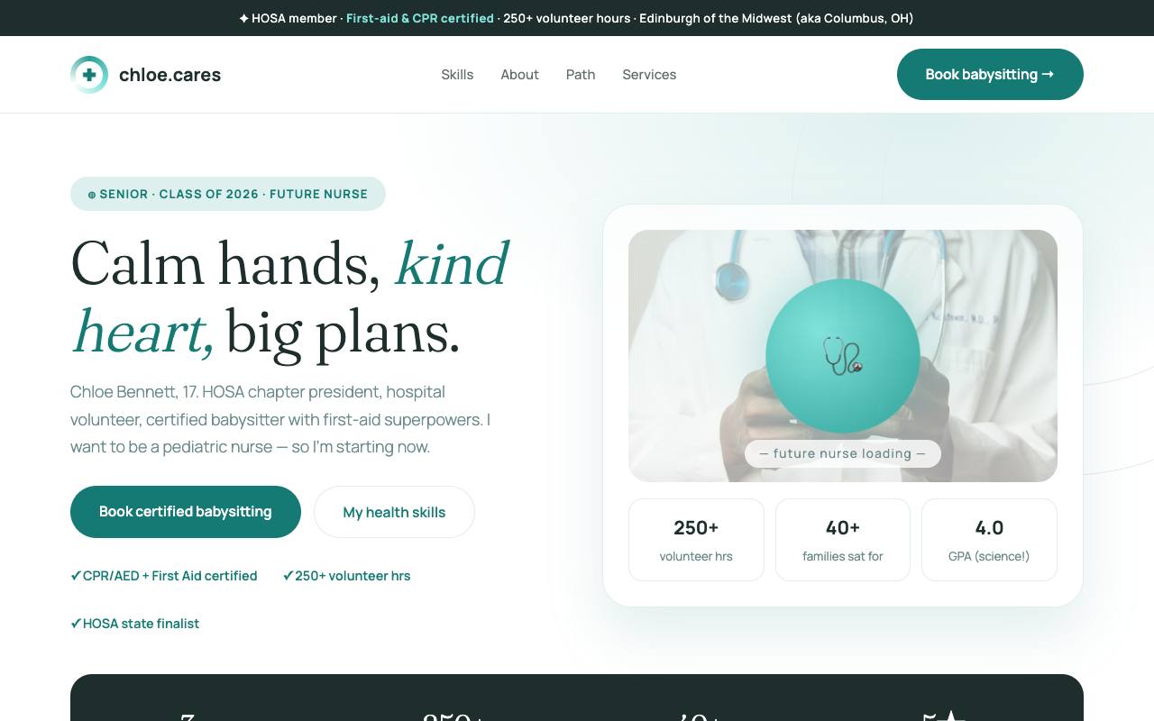 Chloe Bennett portfolio screenshot