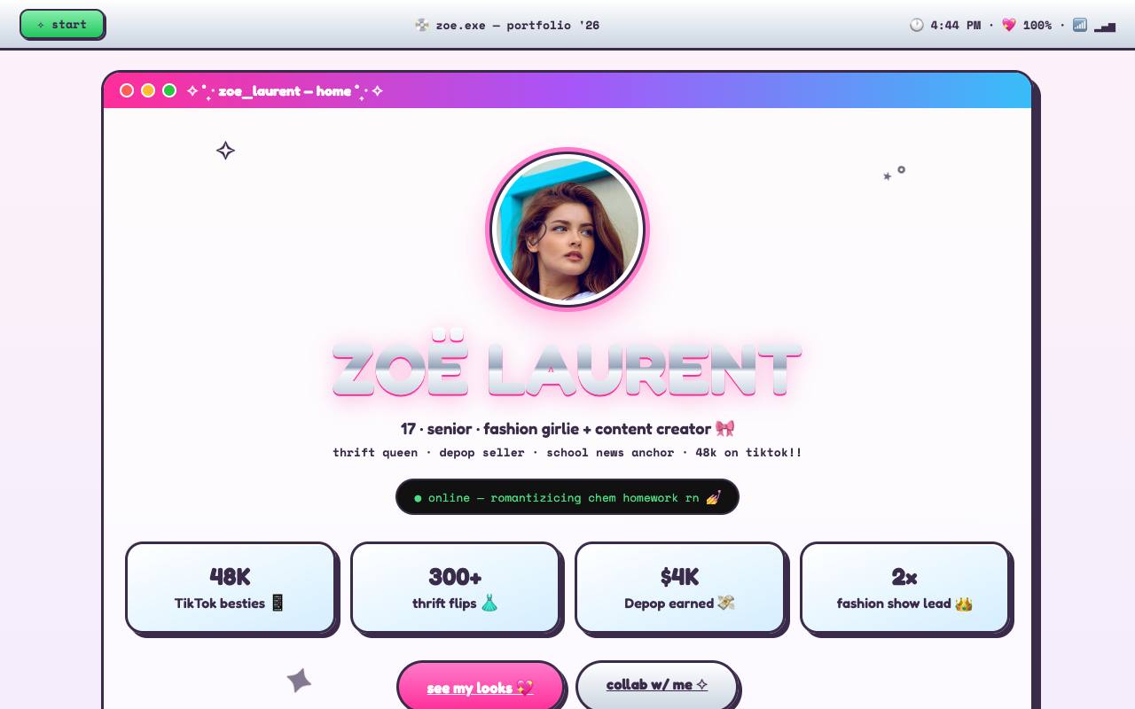 Zoe Laurent portfolio screenshot
