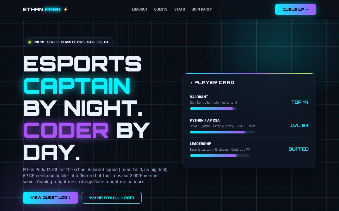 Ethan Park portfolio screenshot