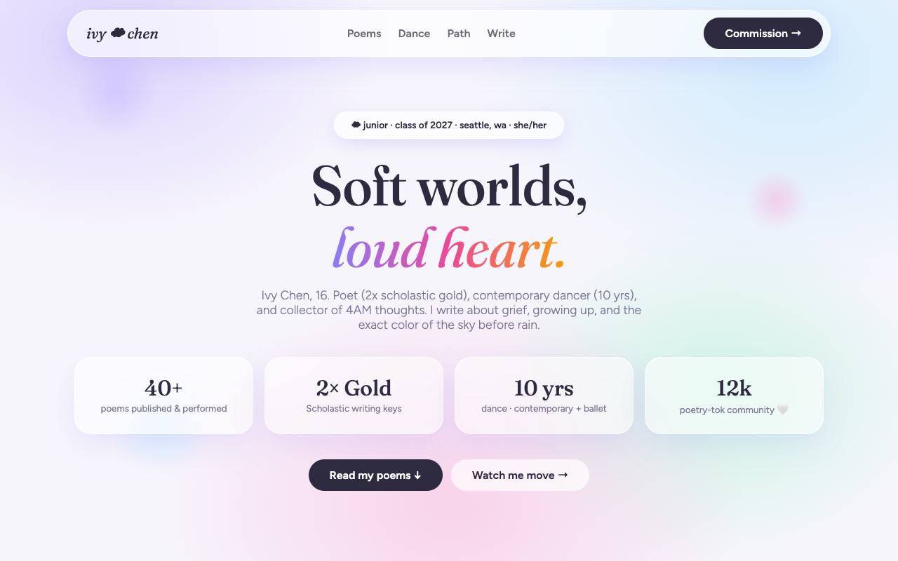 Ivy Chen portfolio screenshot